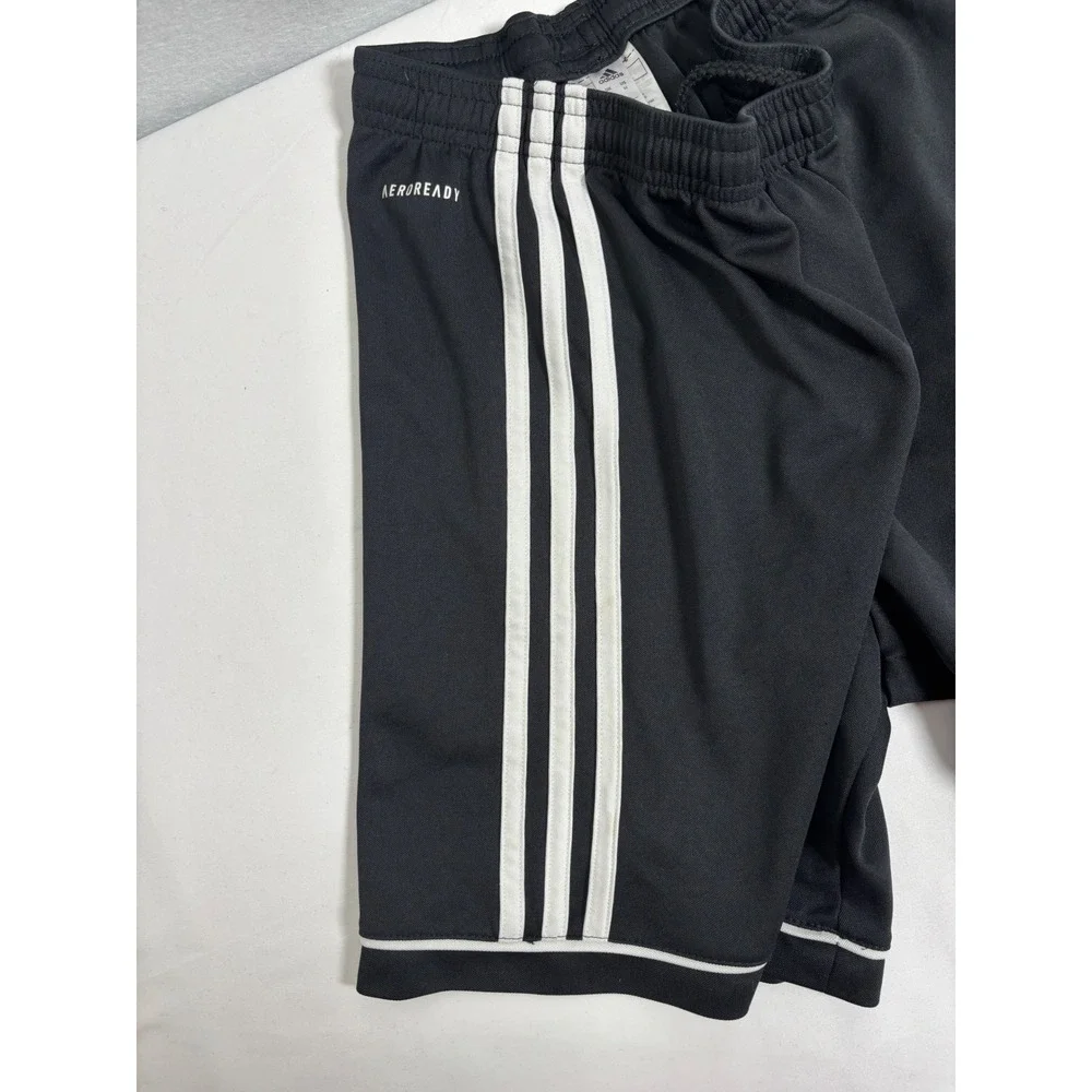 Adidas Soccer Shorts Mens Medium Black Polyester Aeroready 3-Stripe Athletic Gym